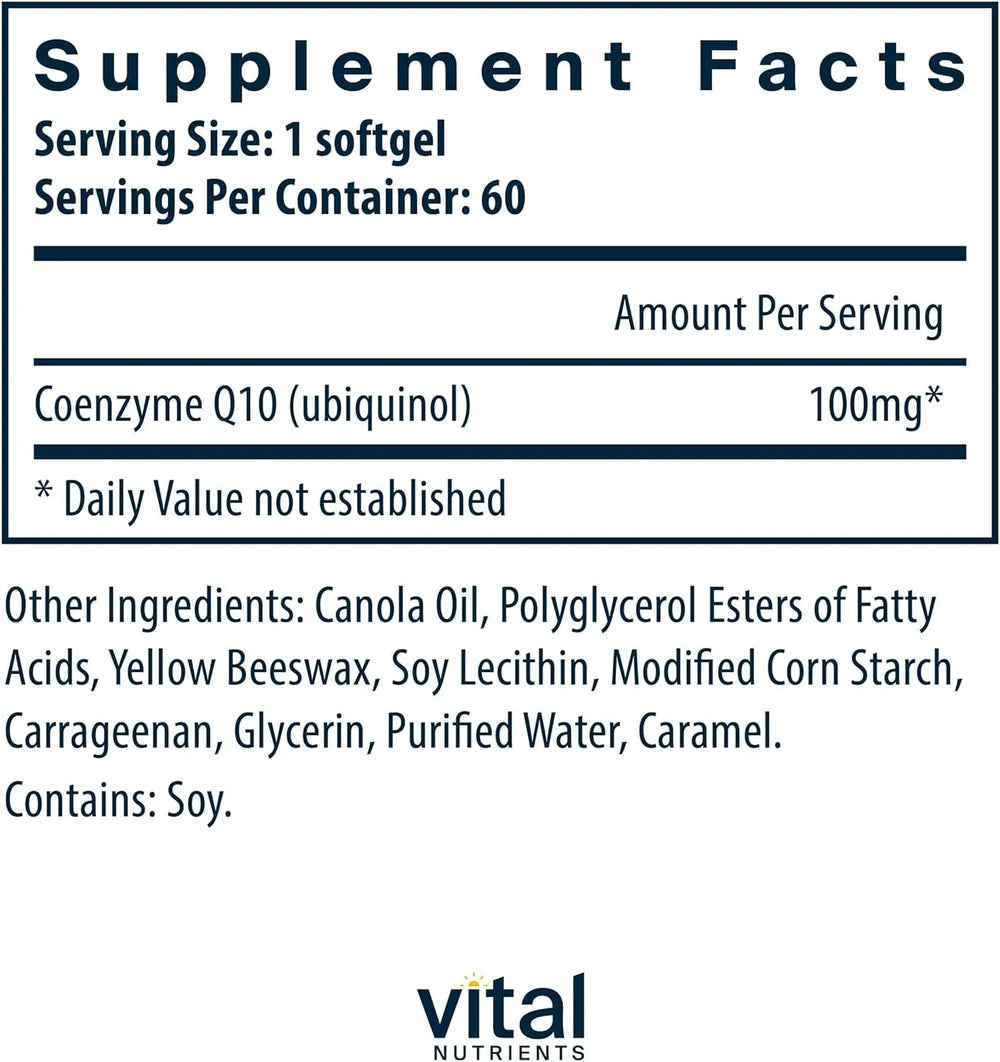 VITAL NUTRIENTS - Vital Nutrients Ubiquinol CoQ10 100Mg. 60 Capsulas Blandas - The Red Vitamin MX - Suplementos Alimenticios - {{ shop.shopifyCountryName }}