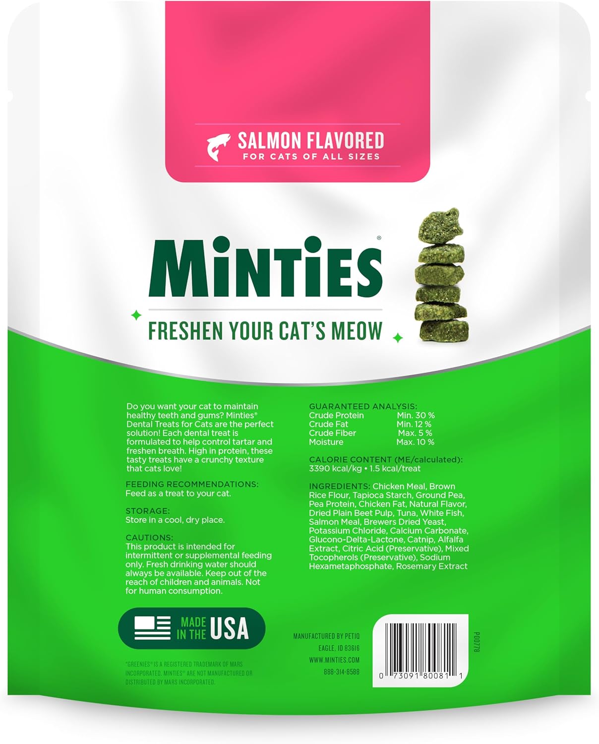 Minties Dental Treats for Cats Salmon Flavored 283Gr.