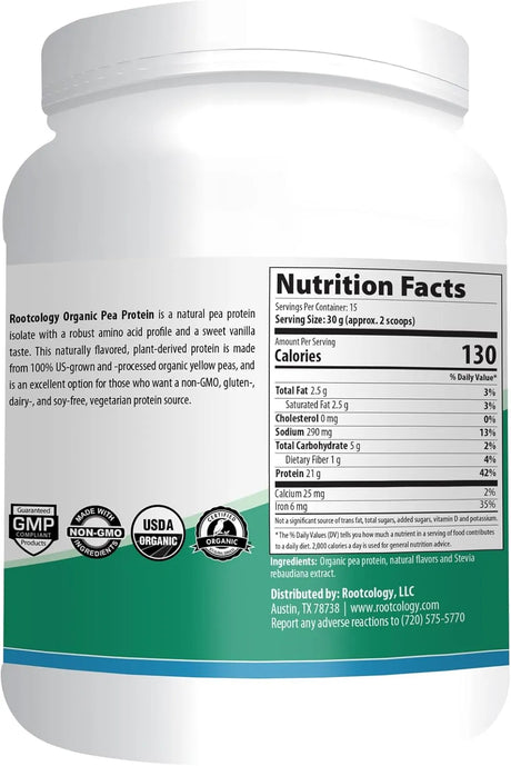 ROOTCOLOGY - Rootcology Organic Pea Protein 15 Servicios Natural Vanilla Flavor 454Gr. - The Red Vitamin MX - Suplementos Alimenticios - {{ shop.shopifyCountryName }}