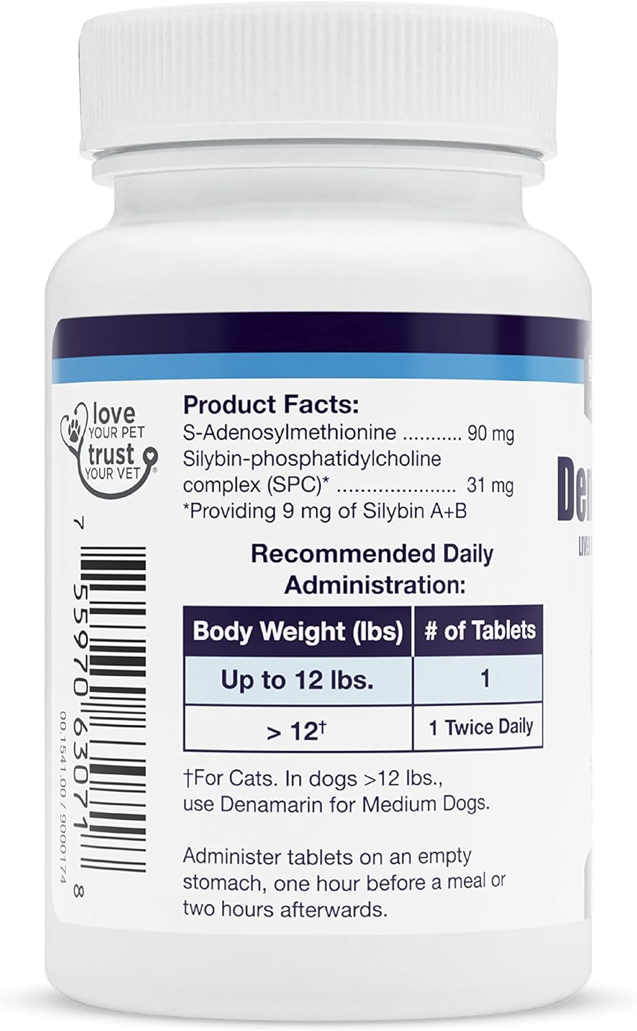 Nutramax Laboratories Denamarin Liver Health for Small Dogs and Cats 30 Tabletas