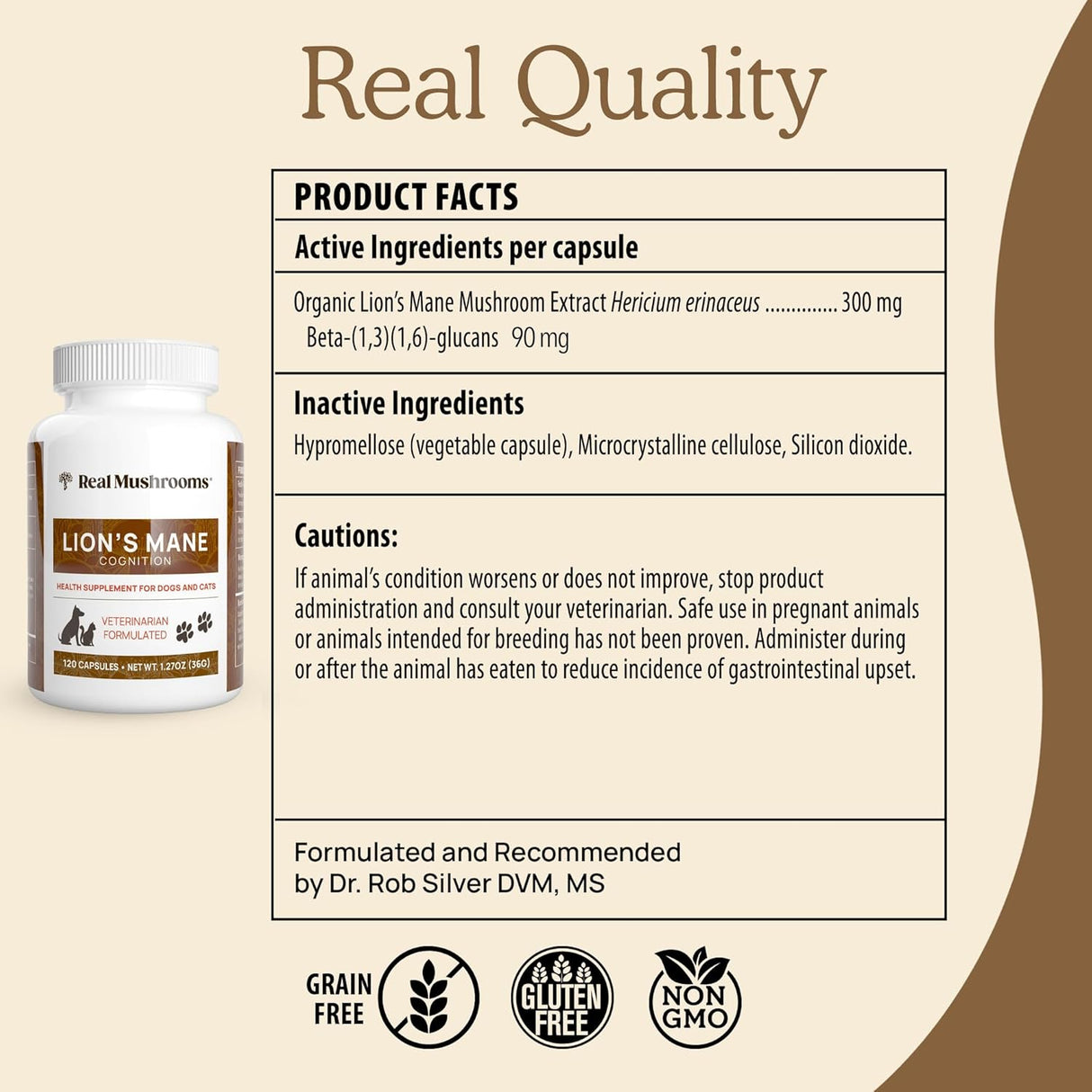 REAL MUSHROOMS - Real Mushrooms Lion’s Mane Pet Mushroom Supplement 120 Capsulas - The Red Vitamin MX - Suplementos Herbales Para Perros - {{ shop.shopifyCountryName }}