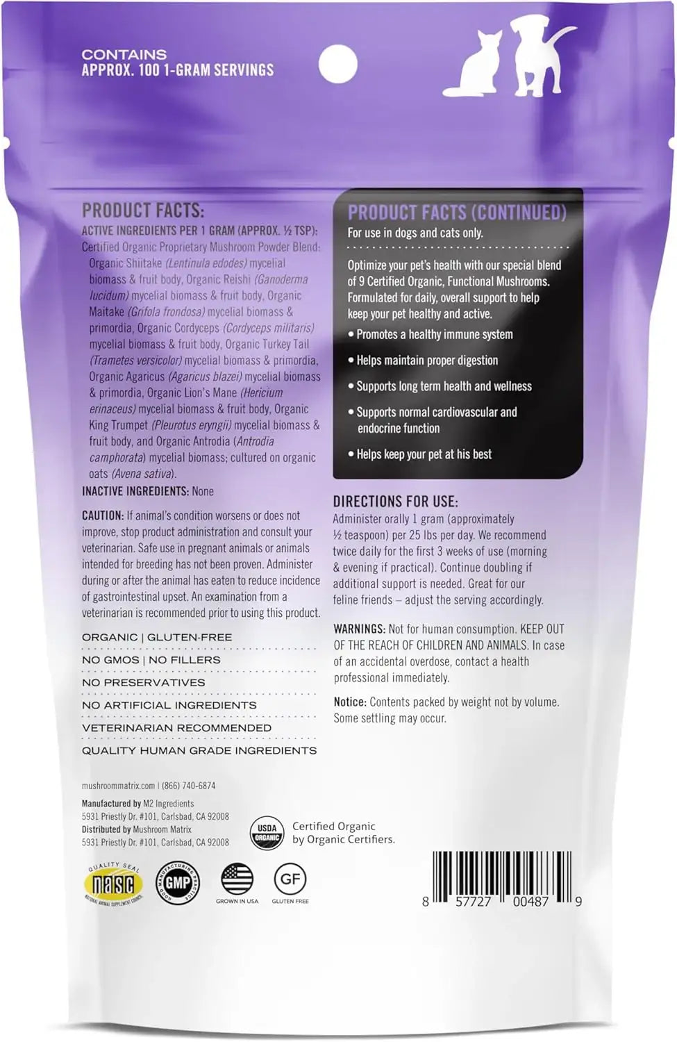 OM - Om Mushroom Matrix Healthy Pet Mushroom Supplement 100Gr. - The Red Vitamin MX - Suplementos Herbales Para Perros - {{ shop.shopifyCountryName }}