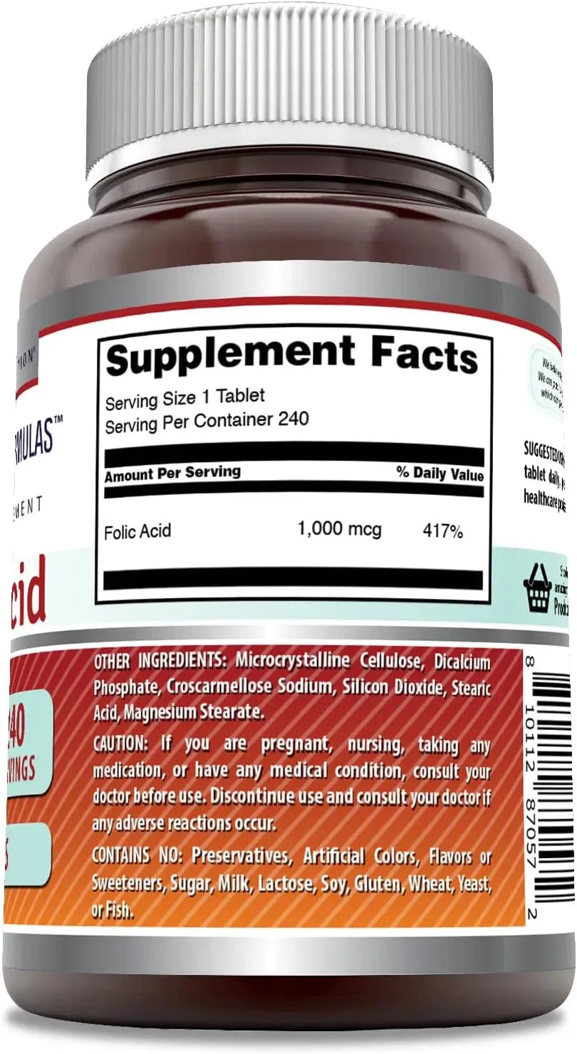 AMAZING FORMULAS - Amazing Formulas Folic Acid 1000mcg 240 Tabletas - The Red Vitamin MX - Suplementos Alimenticios - {{ shop.shopifyCountryName }}