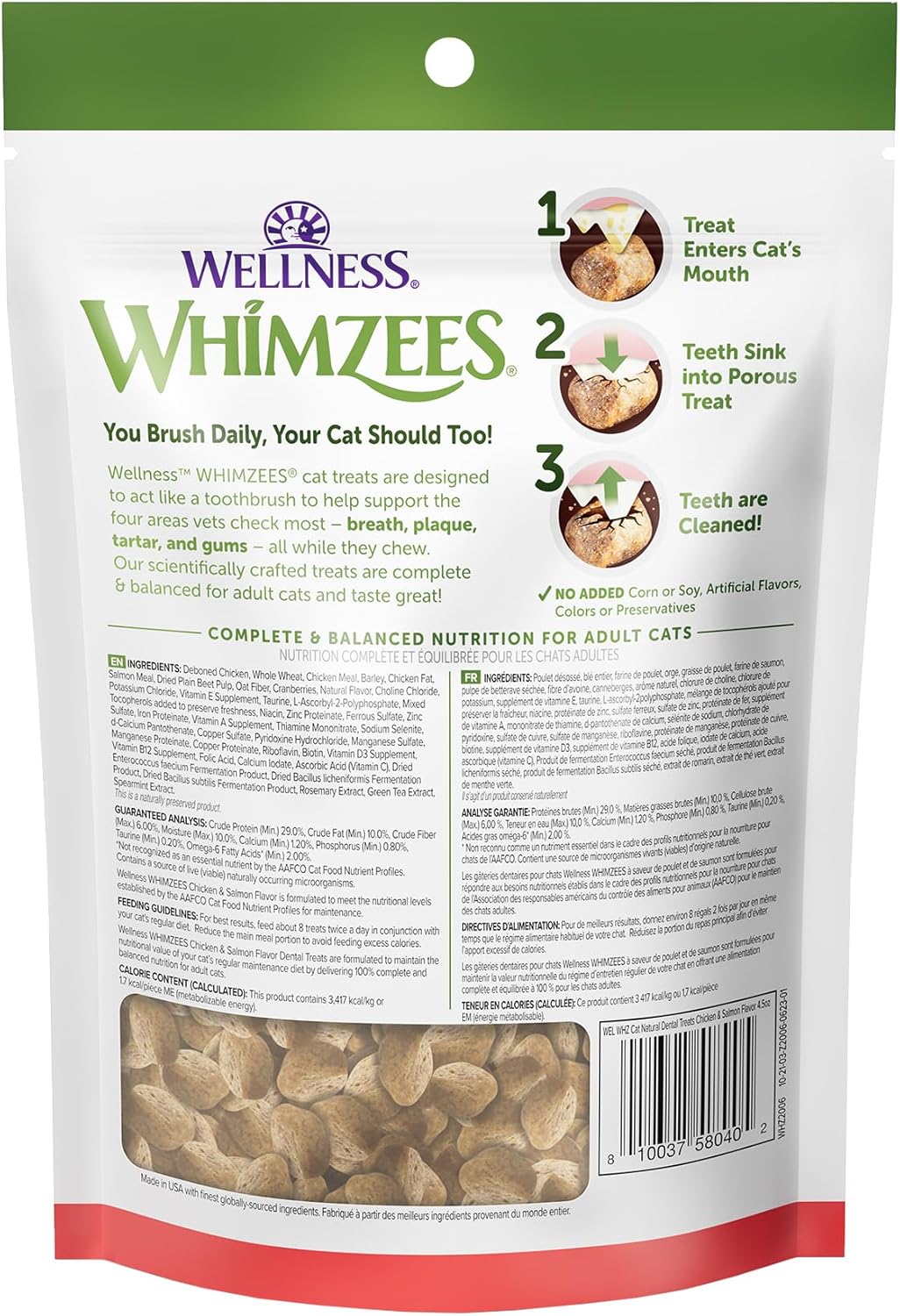 WHIMZEES Wellness Cat Dental Treats Natural Chews Chicken and Salmon Flavor 127Gr.