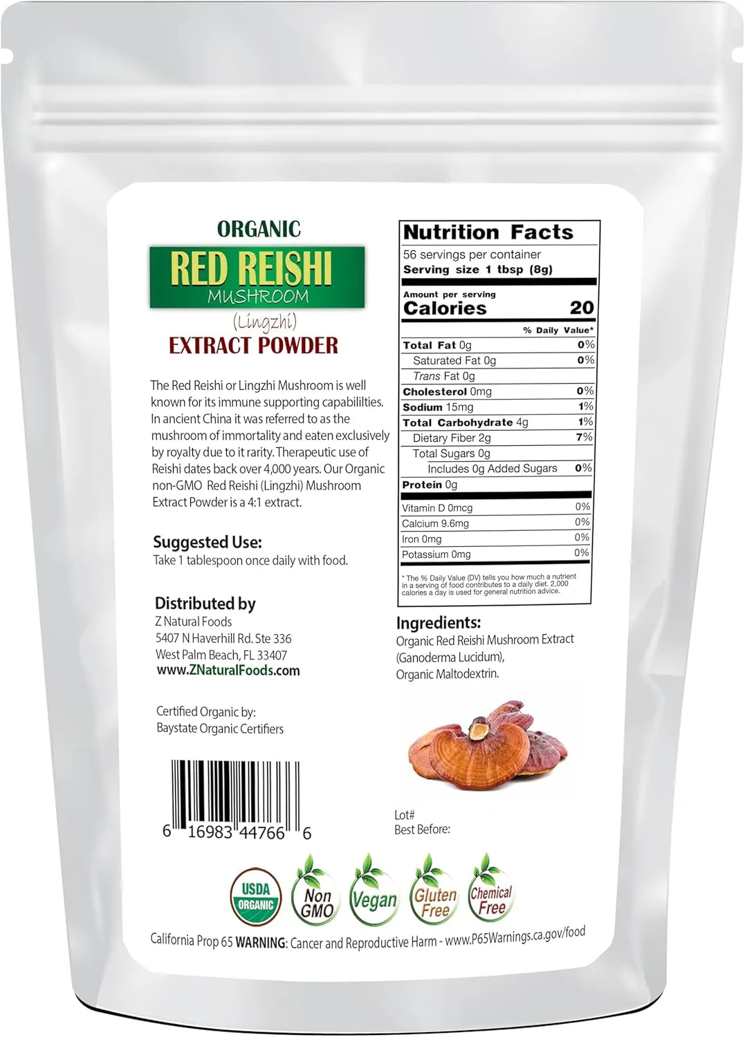 Z NATURAL FOODS - Z Natural Foods Organic Reishi Mushroom Extract Powder 454Gr. - The Red Vitamin MX - Suplementos Alimenticios - {{ shop.shopifyCountryName }}