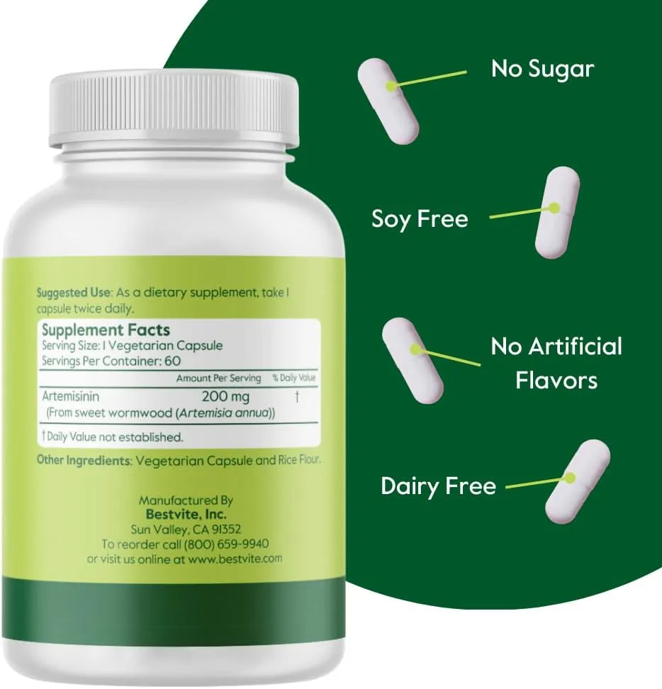 BESTVITE - BESTVITE Artemisinin 200Mg. 60 Capsulas - The Red Vitamin MX - Suplementos Alimenticios - {{ shop.shopifyCountryName }}