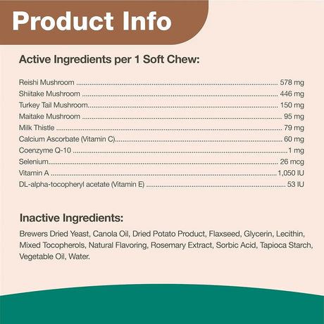 NATURVET - NaturVet Mushroom Max Advanced Immune Support Dog Supplement 60 Masticables - The Red Vitamin MX - Suplementos Herbales Para Perros - {{ shop.shopifyCountryName }}
