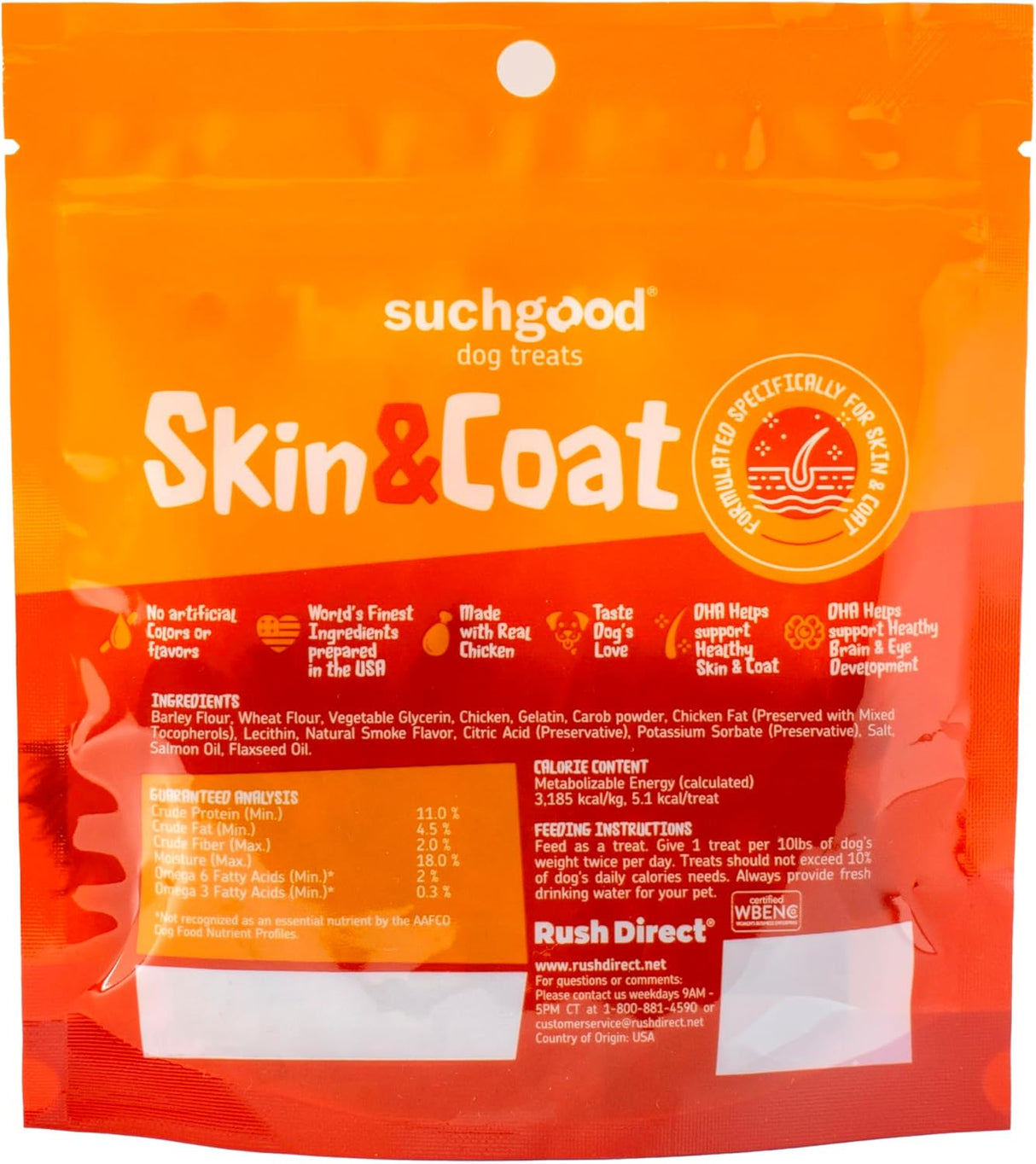SuchGood Skin and Coat Dog Treats 70 Masticables 2 Pack
