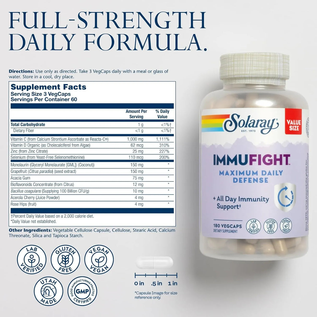 SOLARAY - SOLARAY Immufight Maximum Daily Defense 180 Capsulas - The Red Vitamin MX - Suplementos Alimenticios - {{ shop.shopifyCountryName }}