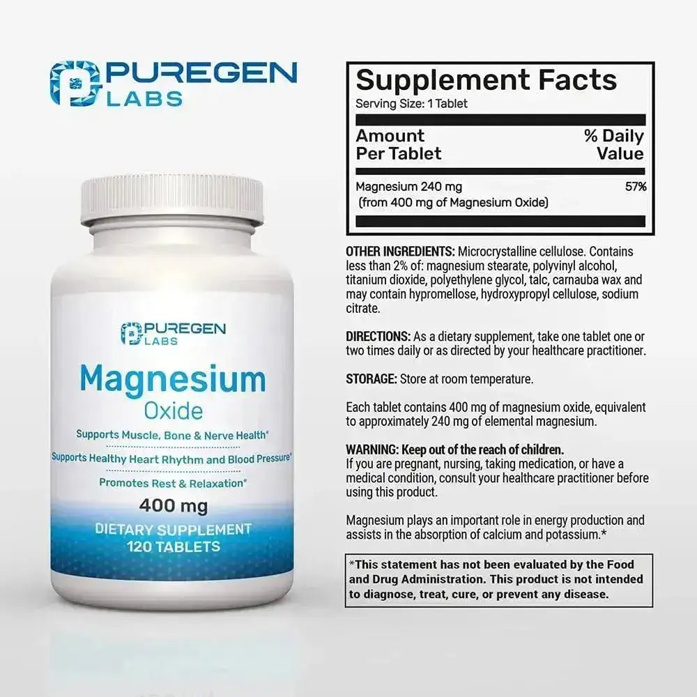 P PUREGEN LABS - P Puregen Labs Magnesium 400Mg. 120 Tabletas - The Red Vitamin MX - Suplementos Alimenticios - {{ shop.shopifyCountryName }}