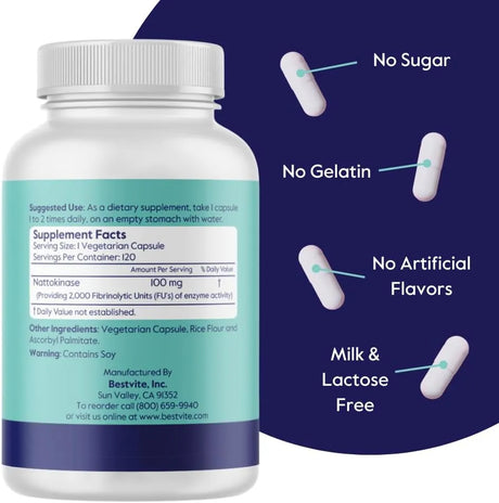 BESTVITE - BESTVITE Nattokinase 100Mg. 120 Capsulas 2 Pack - The Red Vitamin MX - Suplementos Alimenticios - {{ shop.shopifyCountryName }}