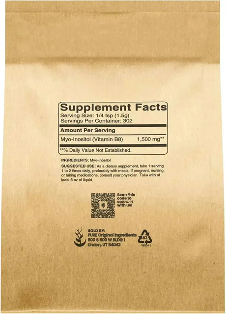 PURE ORIGINAL INGREDIENTS - Pure Original Ingredients Inositol 453Gr. - The Red Vitamin MX - Suplementos Alimenticios - {{ shop.shopifyCountryName }}