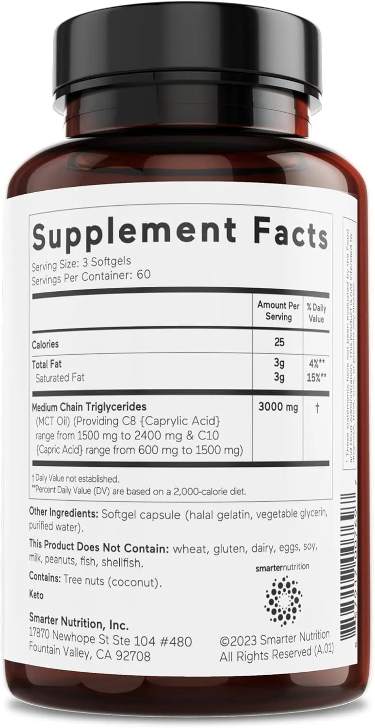 SMARTER NUTRITION - Smarter Nutrition MCT Oil 180 Capsulas Blandas - The Red Vitamin MX - Suplementos Alimenticios - {{ shop.shopifyCountryName }}