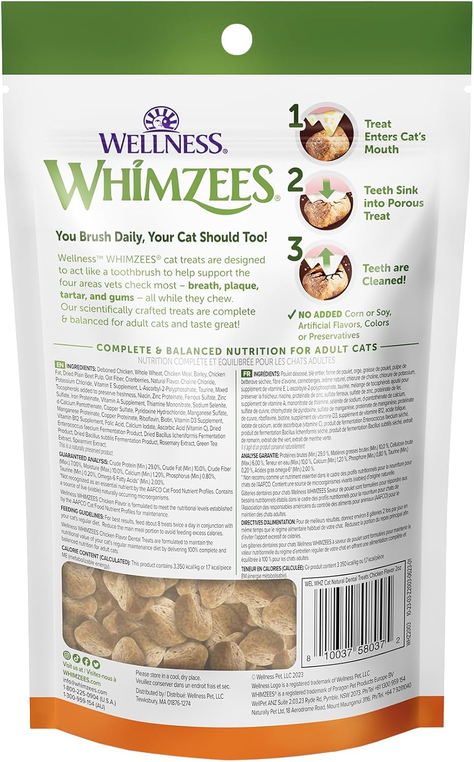 WHIMZEES Wellness Cat Dental Treats Natural Chews Chicken Flavor 56Gr.