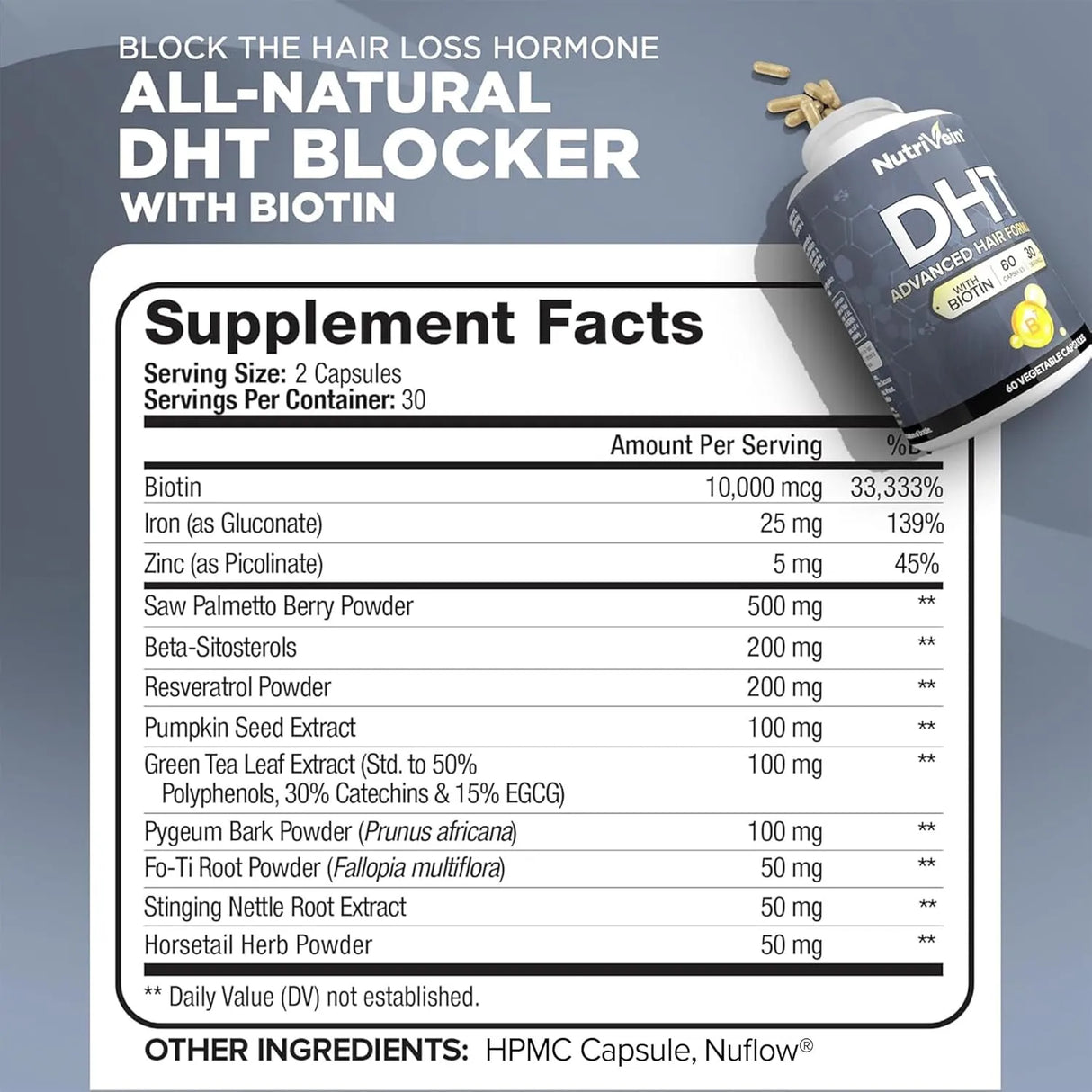 NUTRIVEIN - Nutrivein DHT Blocker with Biotin 60 Capsulas - The Red Vitamin MX - Suplementos Alimenticios - {{ shop.shopifyCountryName }}