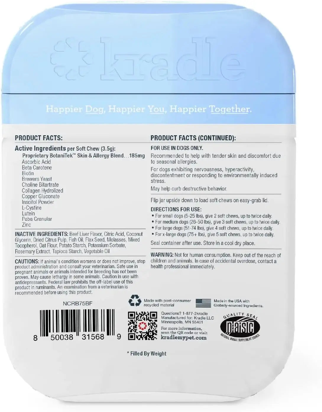 KRADLE - Kradle Skin Recovery Chews for Dogs 75 Masticables 2 Pack - The Red Vitamin MX - Remedios Para La Picazón De Perros - {{ shop.shopifyCountryName }}