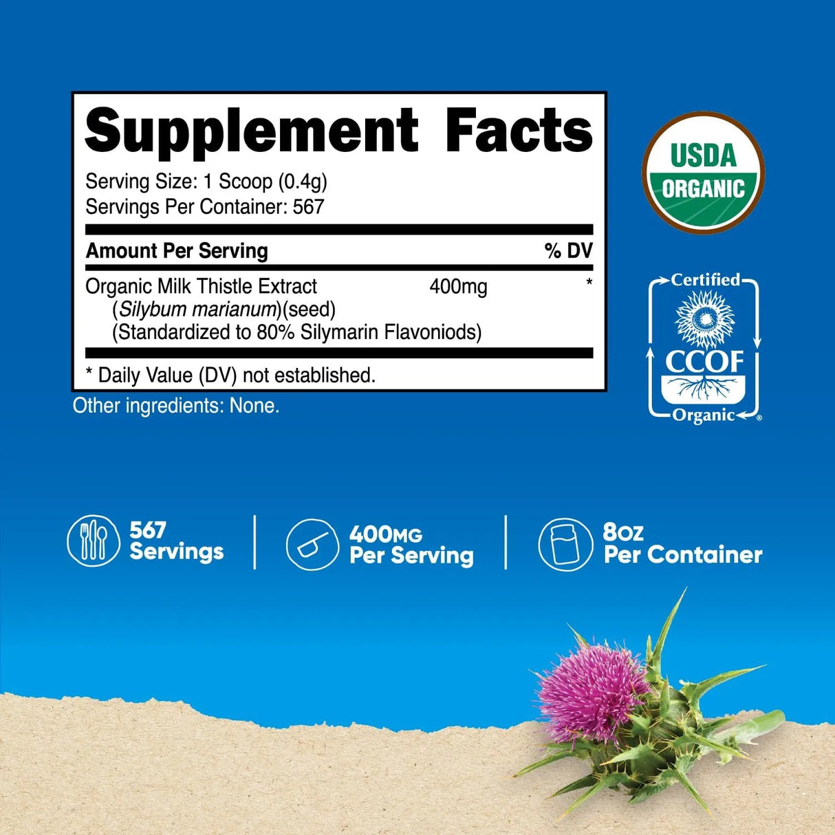 NUTRICOST - Nutricost Organic Milk Thistle Powder 227Gr. - The Red Vitamin MX - Suplementos Alimenticios - {{ shop.shopifyCountryName }}