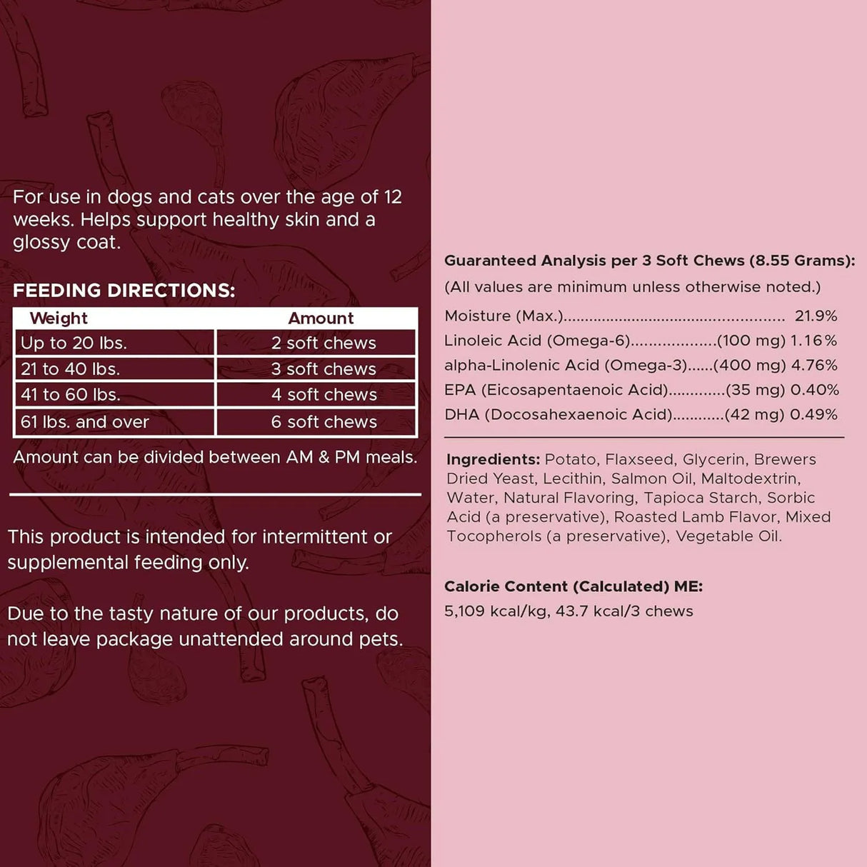 CHEW + HEAL - Chew + Heal Labs Omega Treats for Skin and Coat Lamb Flavor 180 Masticables - The Red Vitamin MX - Aceite De Pescado Para Perros - {{ shop.shopifyCountryName }}