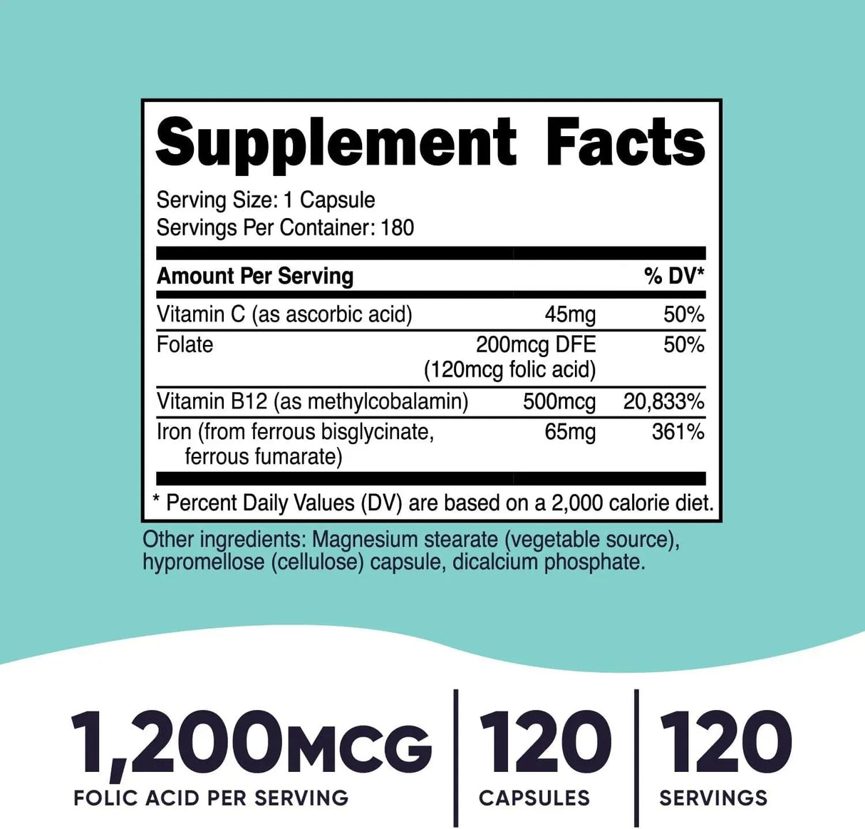 NUTRICOST - Nutricost Folic Acid for Women 1200mcg 120 Capsulas - The Red Vitamin MX - Suplementos Alimenticios - {{ shop.shopifyCountryName }}