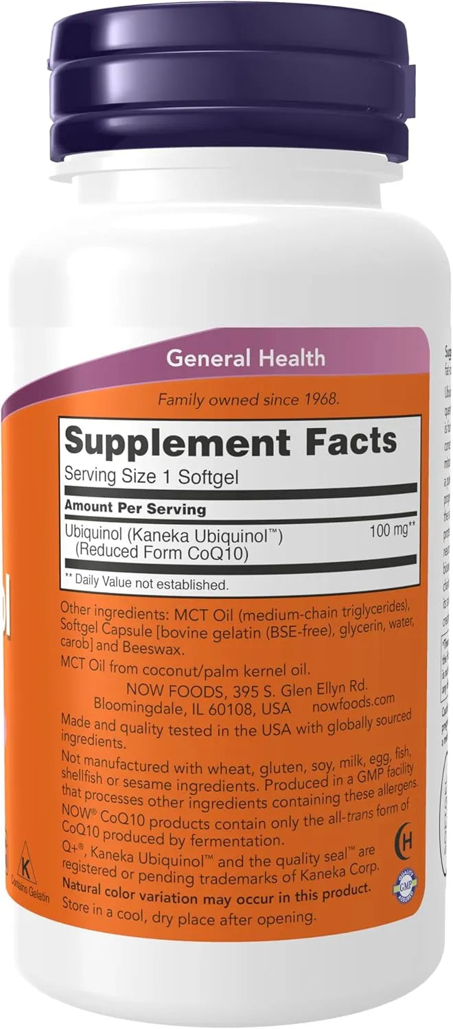 NOW SUPPLEMENTS - NOW Supplements Ubiquinol 100Mg. 60 Capsulas Blandas - The Red Vitamin MX - Suplementos Alimenticios - {{ shop.shopifyCountryName }}