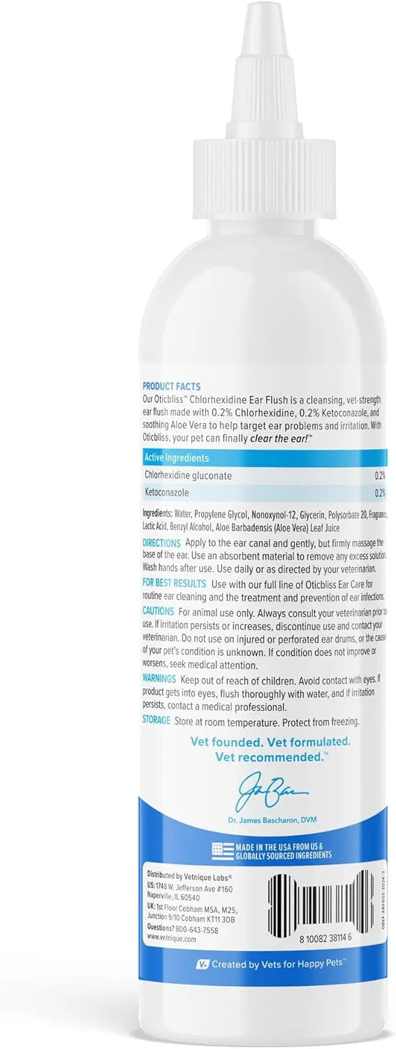 VETNIQUE - Vetnique Oticbliss Ear Flush Medicated Dog Ear Infection Treatment 6 Fl.Oz. - The Red Vitamin MX - Cuidado Del Oído De Perros - {{ shop.shopifyCountryName }}