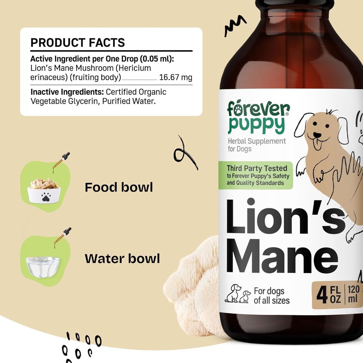 FOREVER PUPPY - Forever Puppy Lion's Mane Mushroom Supplement for Dogs 4 Fl.Oz. - The Red Vitamin MX - Suplementos Herbales Para Perros - {{ shop.shopifyCountryName }}