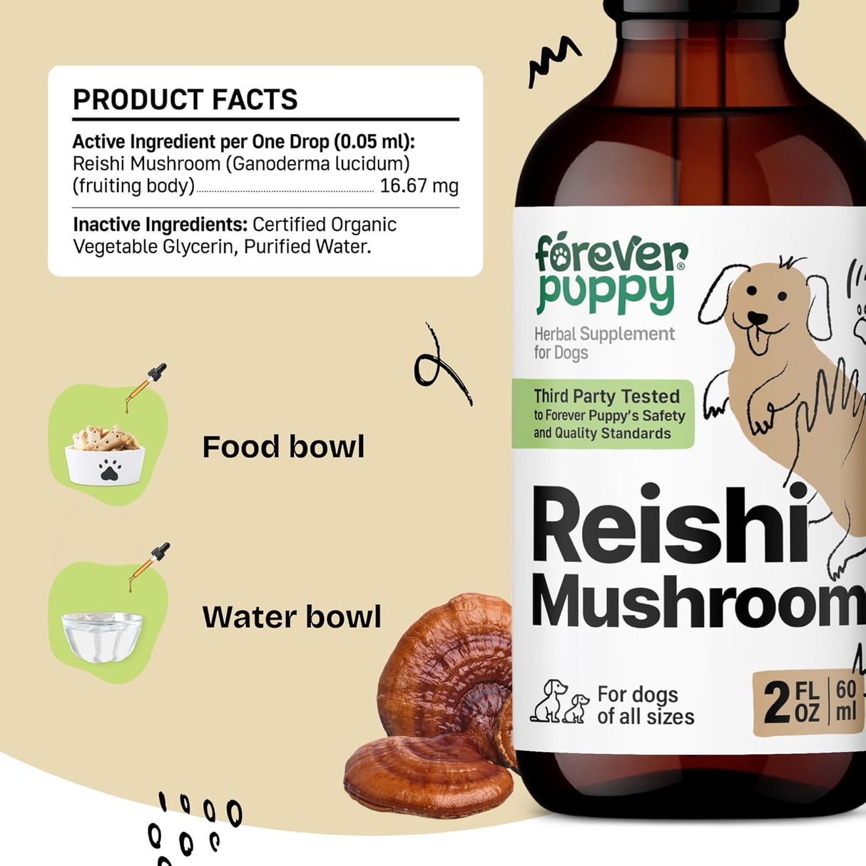 FOREVER PUPPY - Forever Puppy Red Reishi Mushroom Tincture for Dogs 2 Fl.Oz. - The Red Vitamin MX - Suplementos Herbales Para Perros - {{ shop.shopifyCountryName }}