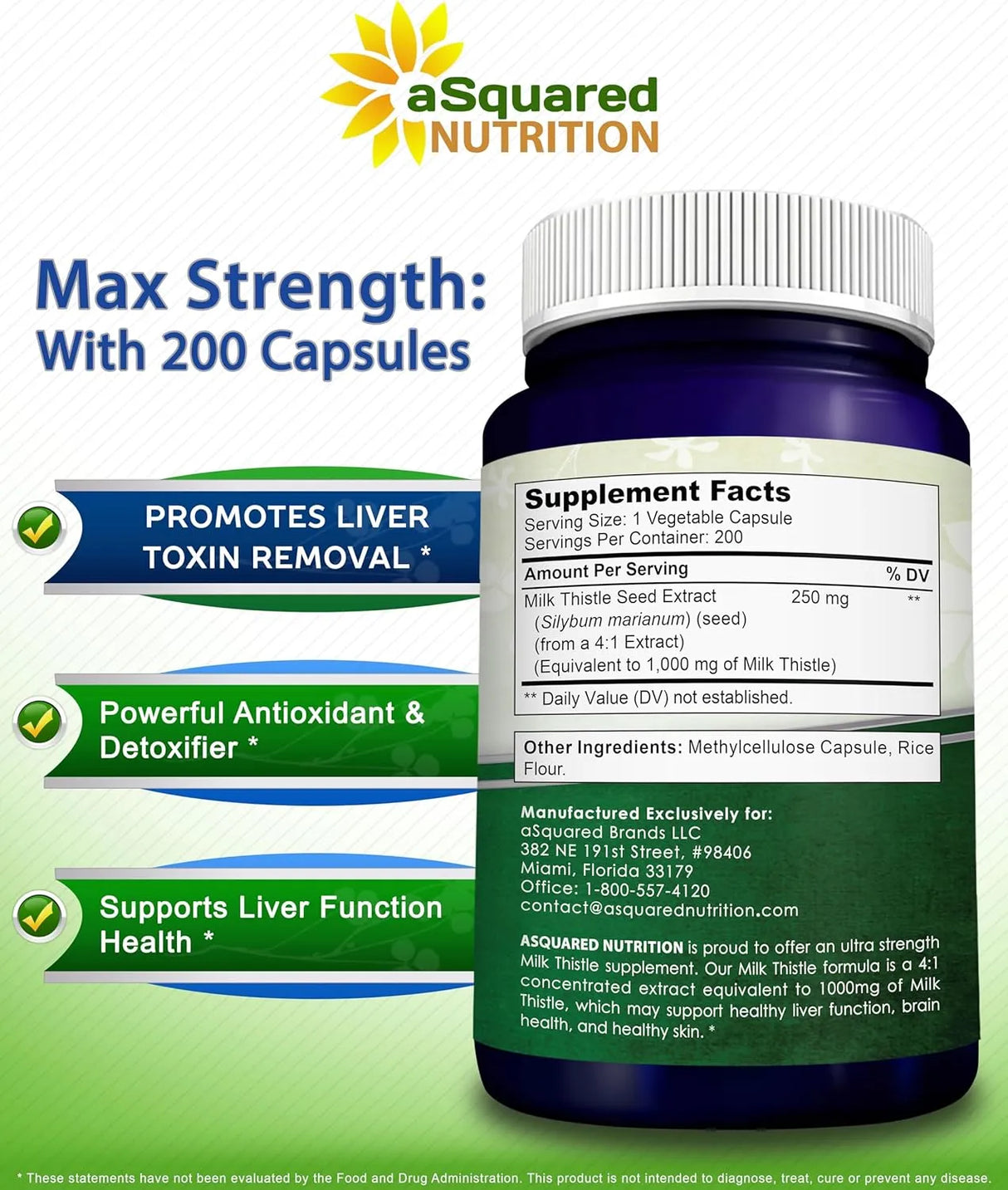 ASQUARED NUTRITION - aSquared Nutrition Milk Thistle 1000Mg. 200 Capsulas - The Red Vitamin MX - Suplementos Alimenticios - {{ shop.shopifyCountryName }}