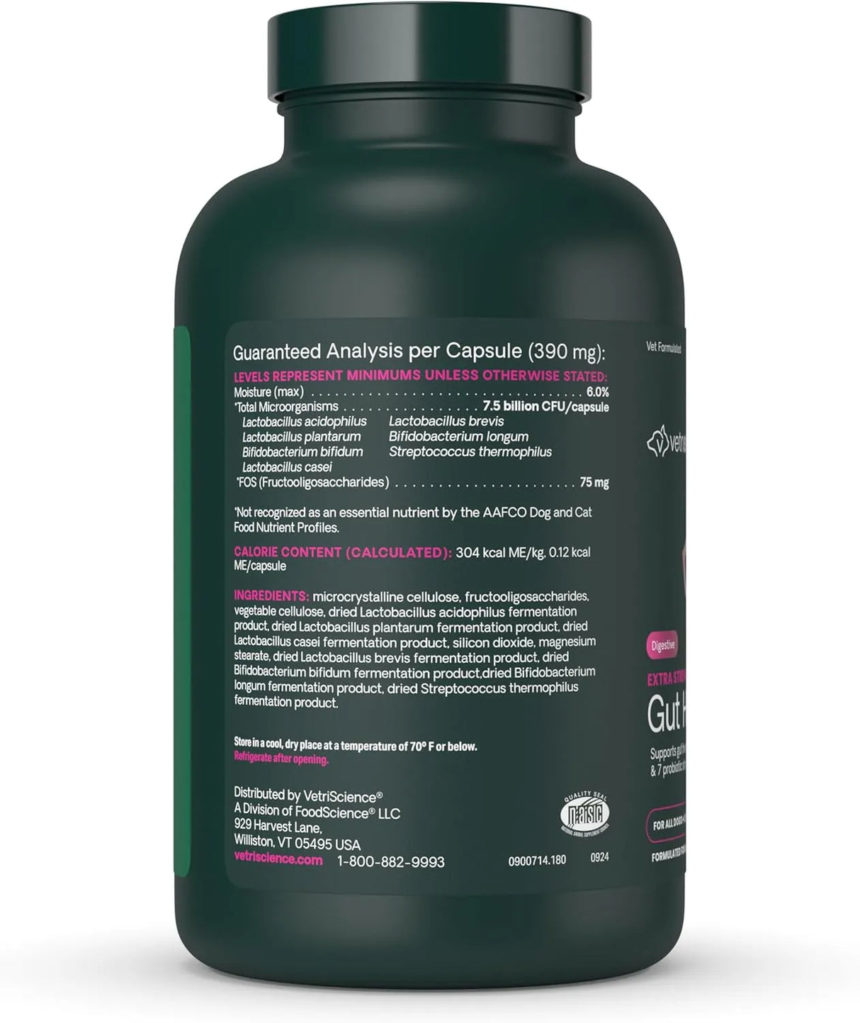 VETRISCIENCE - VetriScience Extra Strength Gut Health Probiotic & Prebiotic 180 Capsulas - The Red Vitamin MX - Probióticos Para Perros - {{ shop.shopifyCountryName }}