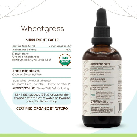 HERBERA - HerbEra Wheatgrass B60 USDA Organic Tincture 4 Fl.Oz. - The Red Vitamin MX - Suplementos Alimenticios - {{ shop.shopifyCountryName }}