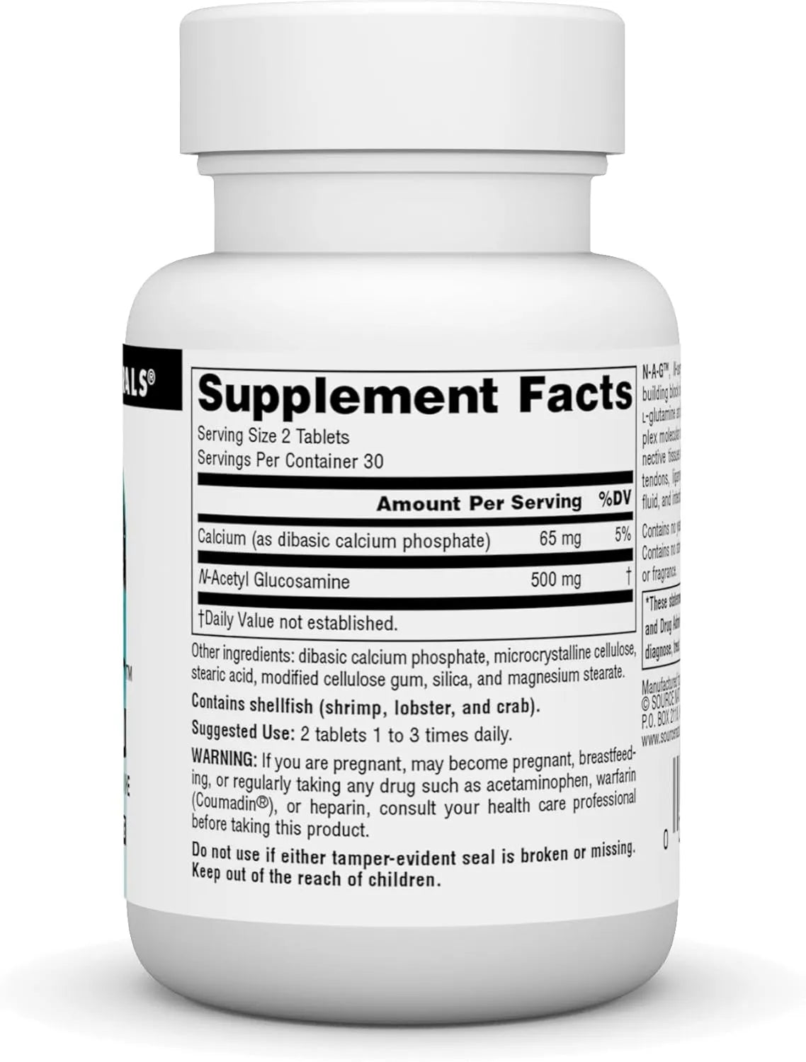 SOURCE NATURALS - Source Naturals N-A-G, N-Acetyl Glucosamine 250Mg. 60 Tabletas - The Red Vitamin MX - Suplementos Alimenticios - {{ shop.shopifyCountryName }}