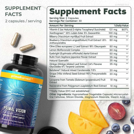 PRIMAL HARVEST - Primal Harvest Vision and Eye Support Complex 60 Capsulas - The Red Vitamin MX - Suplementos Alimenticios - {{ shop.shopifyCountryName }}