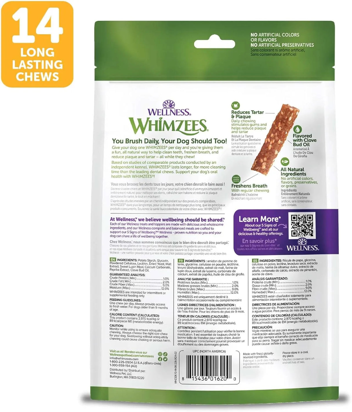 WELLNESS WHIMZEES - Wellness WHIMZEES Veggie Sausage Dog Dental Treats Medium Size Stick 14 Piezas - The Red Vitamin MX - Cuidado Dental Para Perros - {{ shop.shopifyCountryName }}