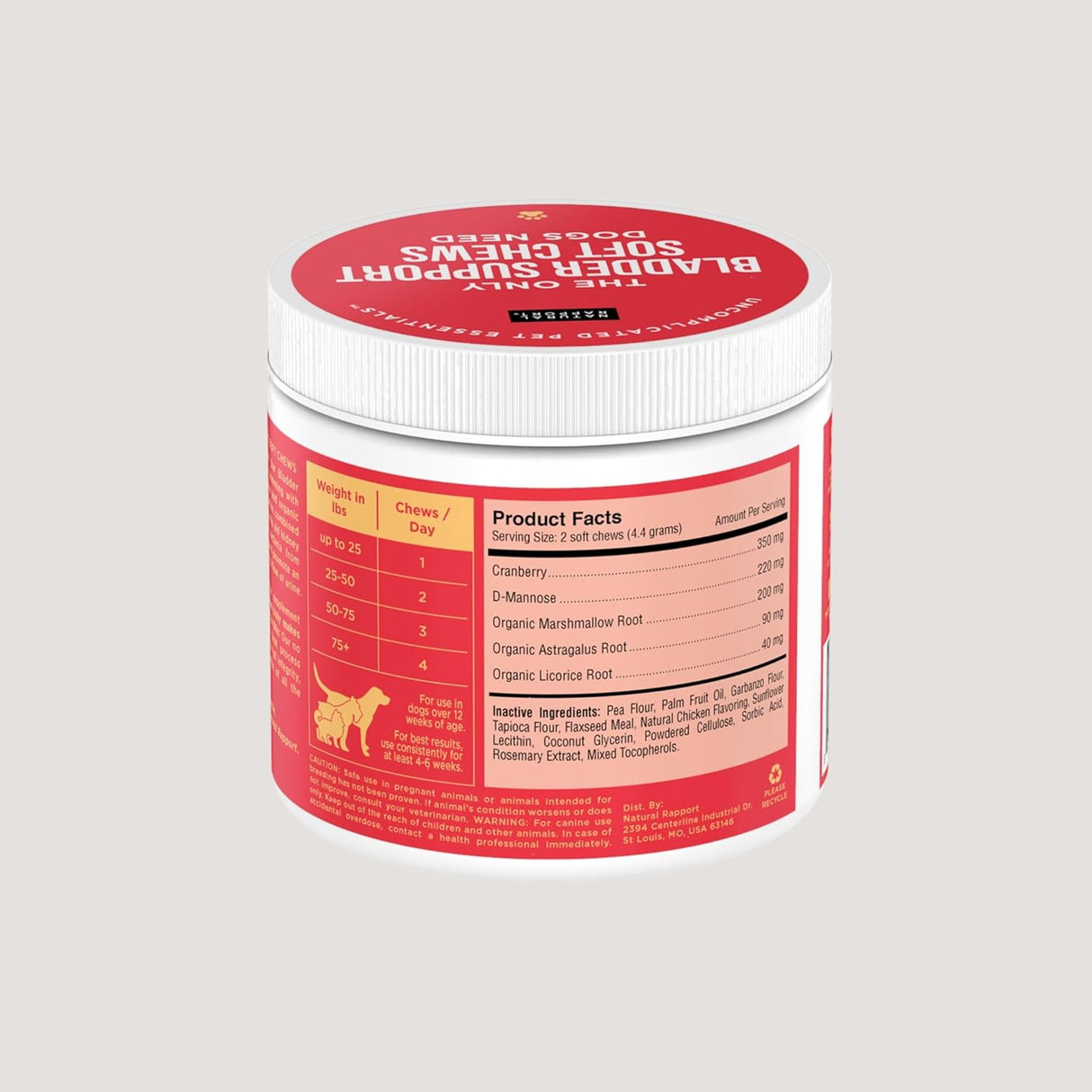 Natural Rapport Dog Bladder Support 120 Masticables