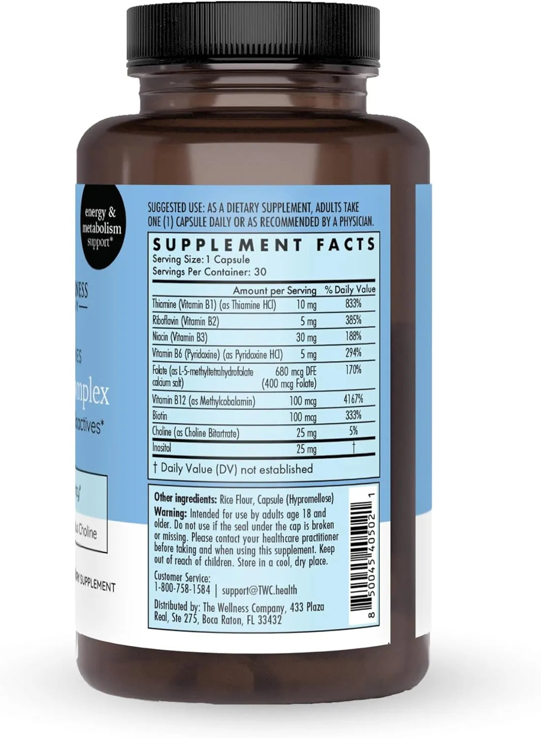 THE WELLNESS COMPANY - The Wellness Company Vitamin B Complex 30 Capsulas - The Red Vitamin MX - Suplementos Alimenticios - {{ shop.shopifyCountryName }}