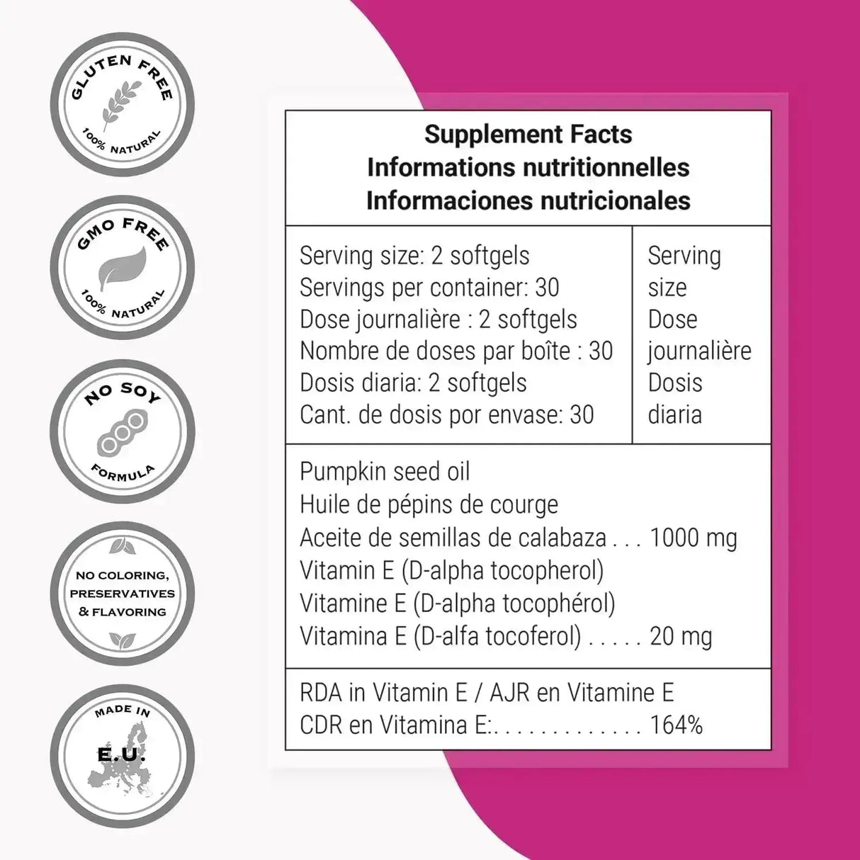 SUPER SMART - Supersmart Pumpkin Seed Oil 1000Mg. 60 Capsulas Blandas - The Red Vitamin MX - Suplementos Alimenticios - {{ shop.shopifyCountryName }}