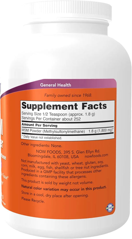 NOW SUPPLEMENTS - NOW Foods Supplements MSM Powder 454Gr. - The Red Vitamin MX - Suplementos Alimenticios - {{ shop.shopifyCountryName }}