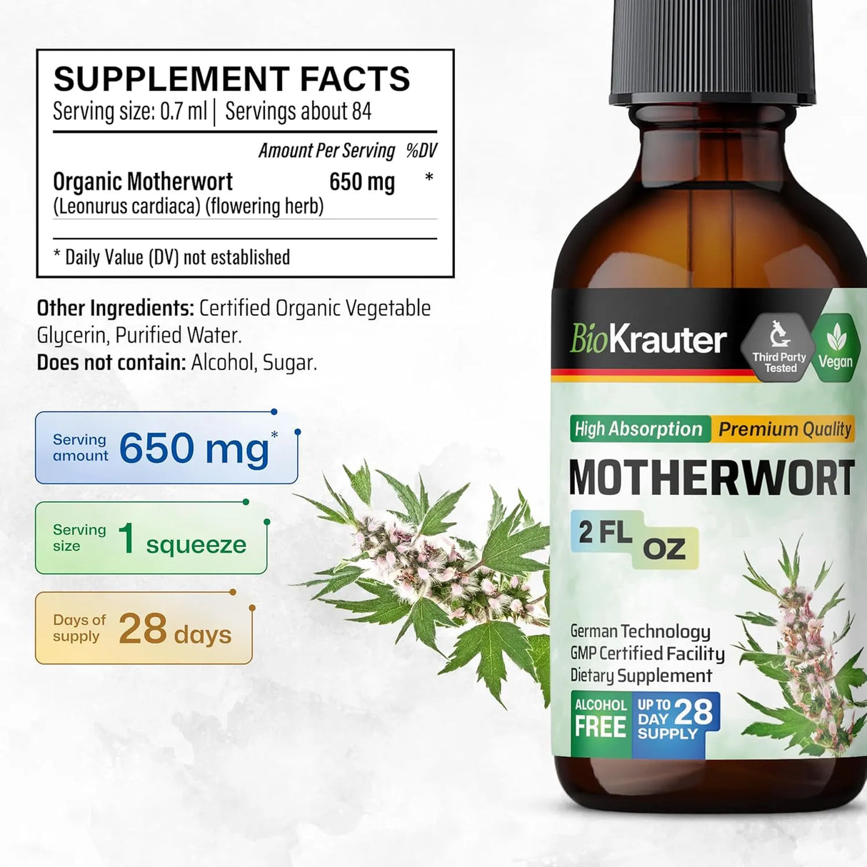 BIOKRAUTER - BIO KRAUTER Motherwort Tincture 2 Fl.Oz. - The Red Vitamin MX - Suplementos Alimenticios - {{ shop.shopifyCountryName }}