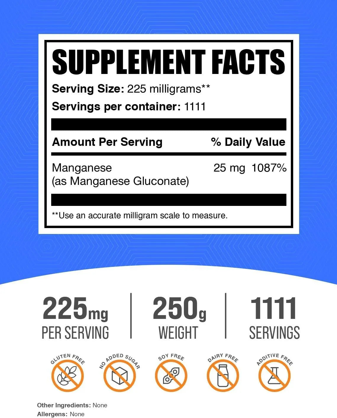 BULK SUPPLEMENTS - Bulk Supplements Manganese Gluconate Powder 250Gr. - The Red Vitamin MX - Suplementos Alimenticios - {{ shop.shopifyCountryName }}