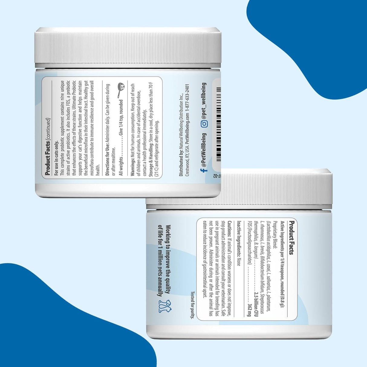 Pet Wellbeing Ultimate Probiotic 9 Strains with Prebiotics for Cats Powder 160Gr.