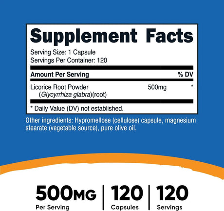 NUTRICOST - Nutricost Licorice Root 500Mg. 120 Capsulas - The Red Vitamin MX - Suplementos Alimenticios - {{ shop.shopifyCountryName }}