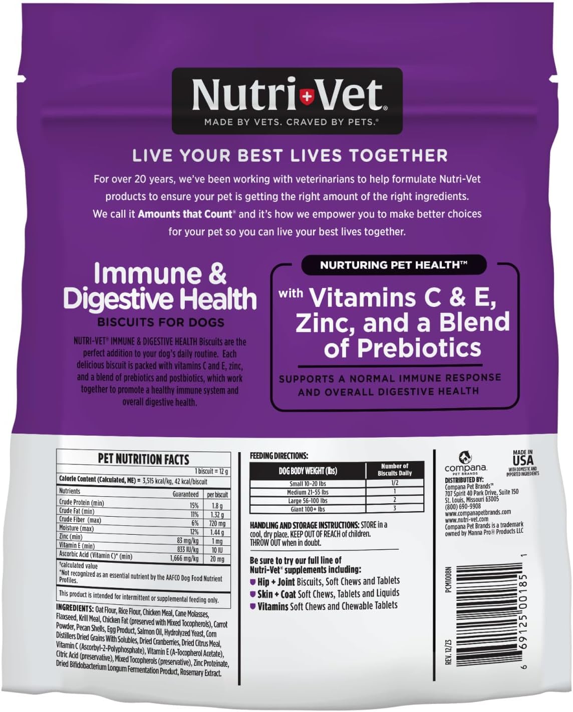 Nutri-Vet Immune & Digestive Health Biscuits for Dogs 454Gr. 2 Pack
