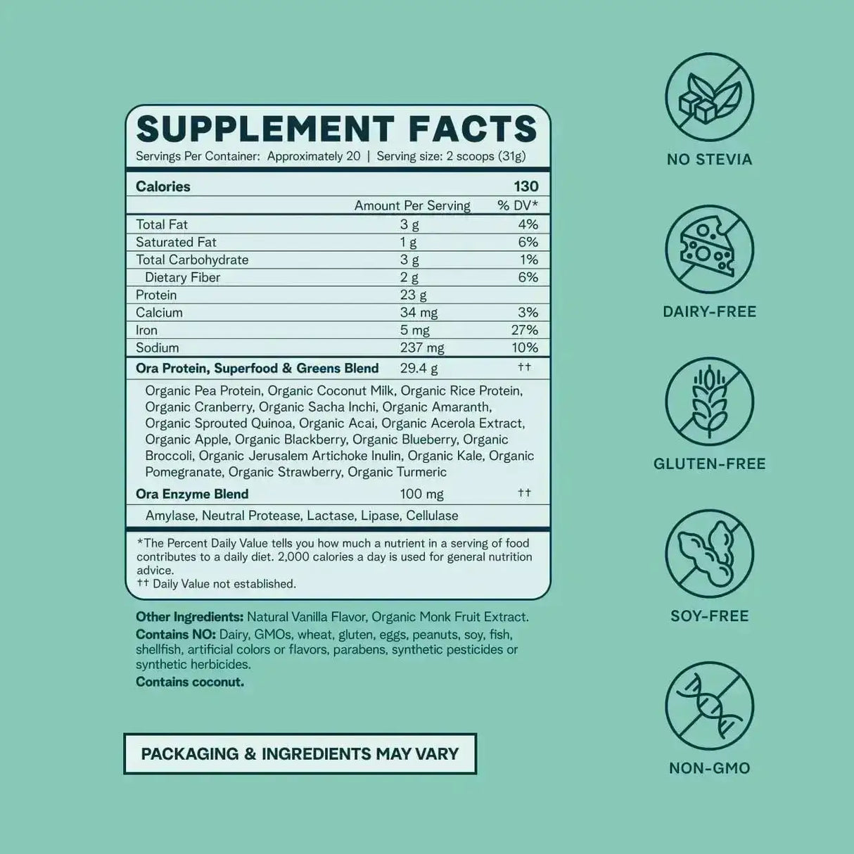 ORA ORGANIC - Ora Organic Vegan Protein Powder Vanilla Flavor 20 Servicios 618Gr. - The Red Vitamin MX - Suplementos Alimenticios - {{ shop.shopifyCountryName }}