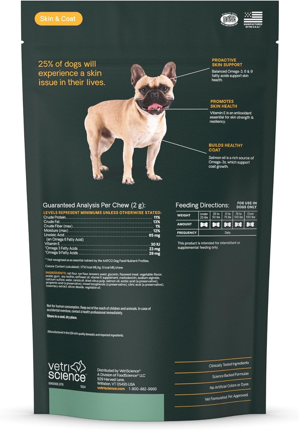 VetriScience Healthy Skin & Coat Chews 70 Masticables