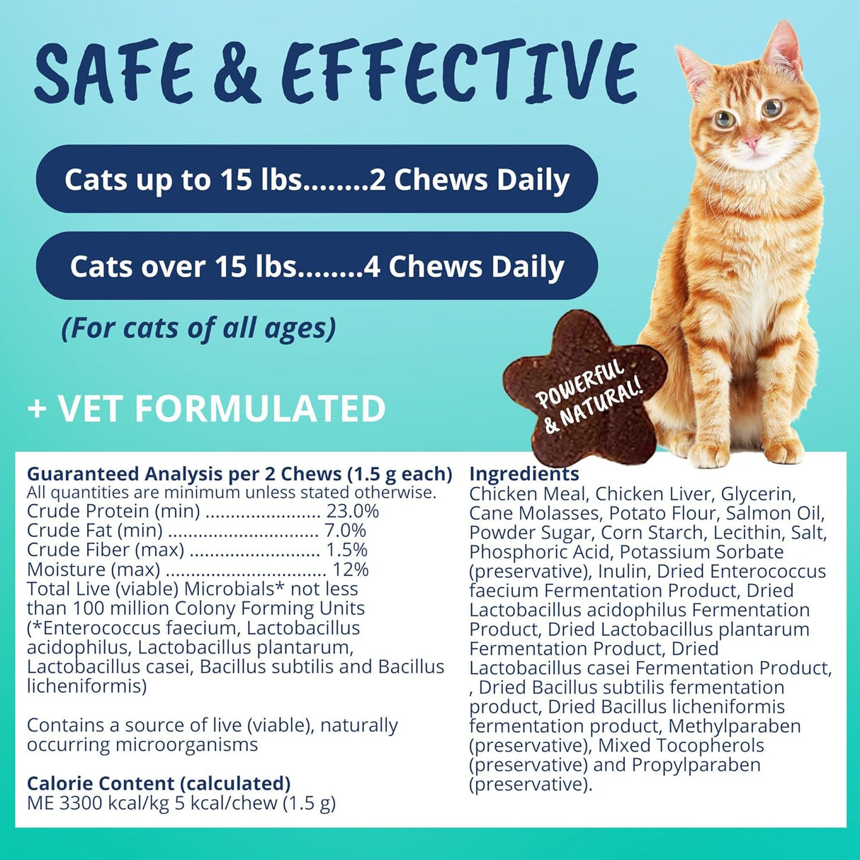 Under The Weather Pet Probiotic Chews for Cats 60 Masticables