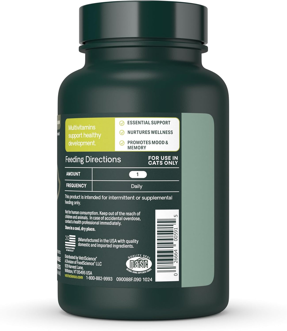 VetriScience 27+ Active Health Daily Multivitamin for Cats 90 Tabletas Masticables