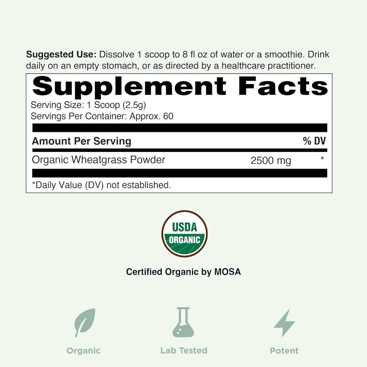 YUVE NATURALS - Yuve USDA Organic Wheatgrass Powder 150Gr. - The Red Vitamin MX - Suplementos Alimenticios - {{ shop.shopifyCountryName }}