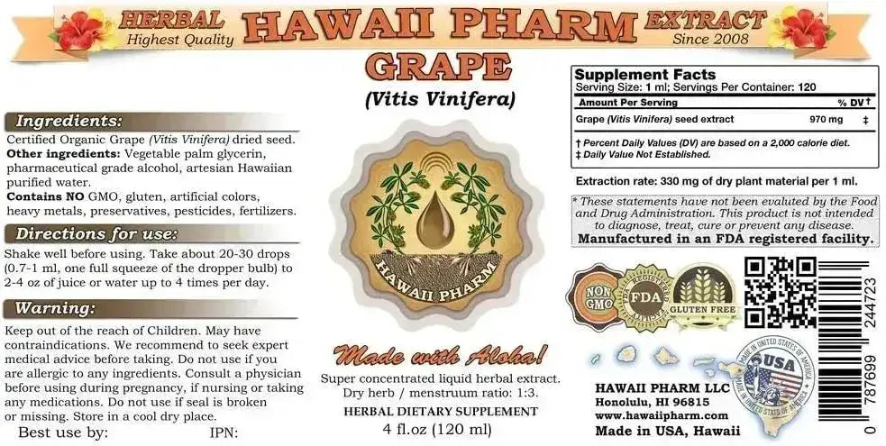 HAWAIIPHARM - Hawaii Pharm Grape Liquid Extract 4 Fl.Oz. - The Red Vitamin MX - Suplementos Alimenticios - {{ shop.shopifyCountryName }}