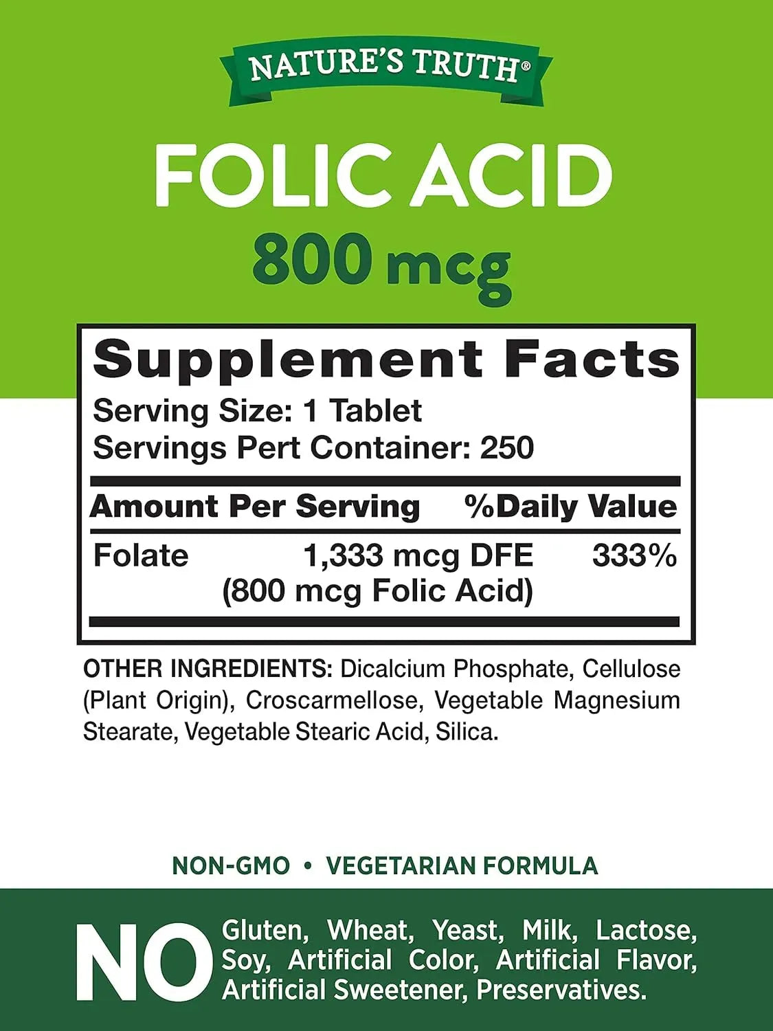 NATURE'S TRUTH - Nature's Truth Folic Acid 800mcg 250 Tabletas - The Red Vitamin MX - Suplementos Alimenticios - {{ shop.shopifyCountryName }}