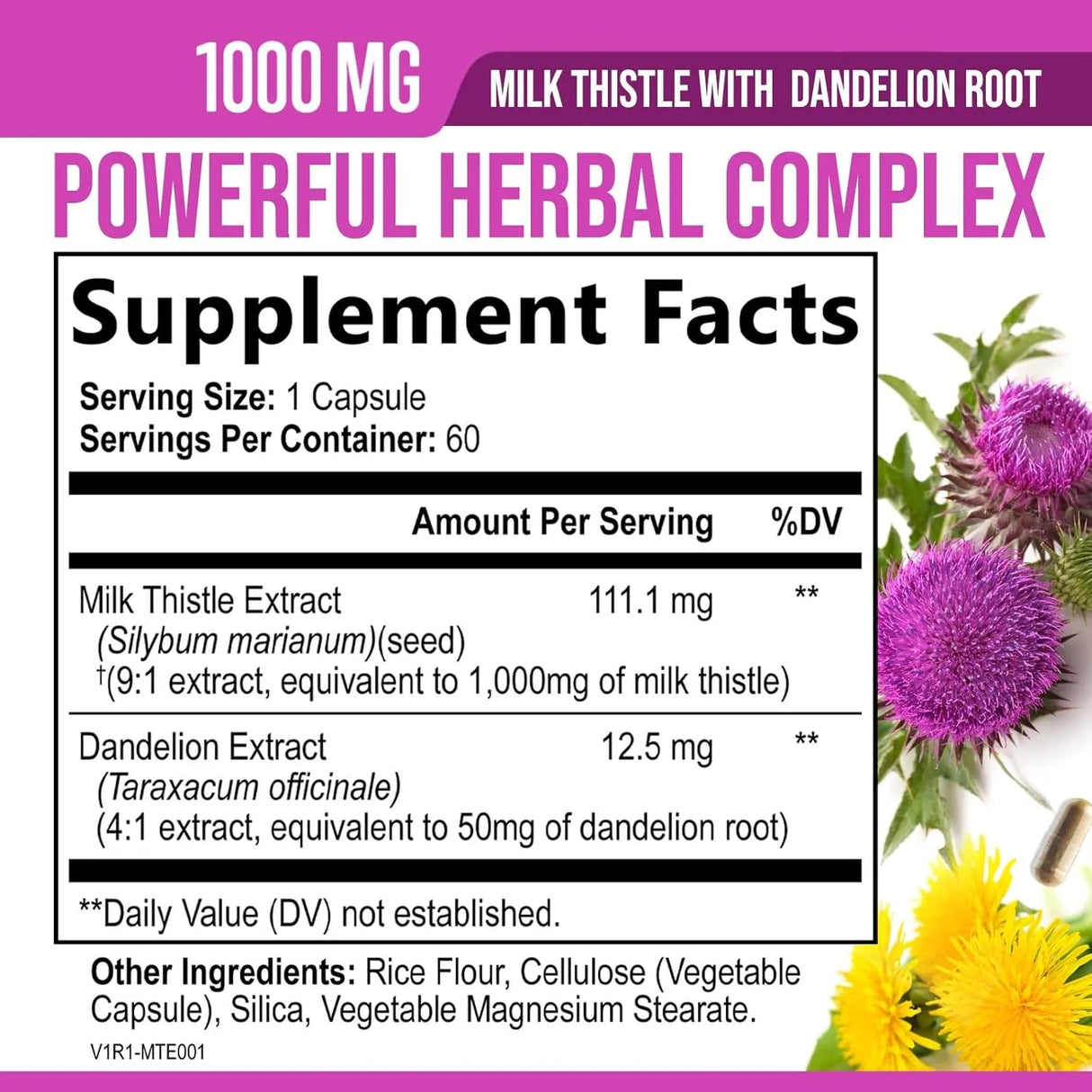 HEALTH NUTRITION NATURALS - Health Nutrition Naturals Milk Thistle Extract 1000Mg. 60 Capsulas - The Red Vitamin MX - Suplementos Alimenticios - {{ shop.shopifyCountryName }}